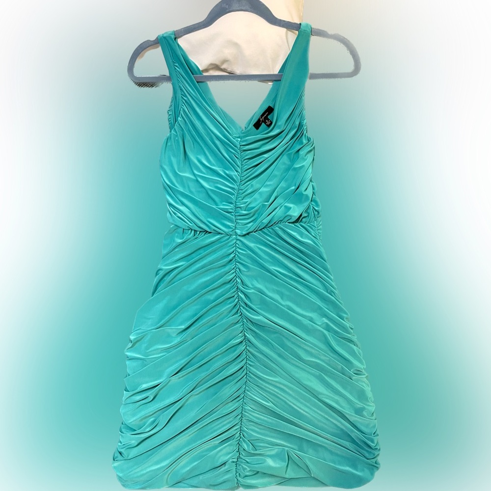 Teal green stretchy touched mid thigh dress.